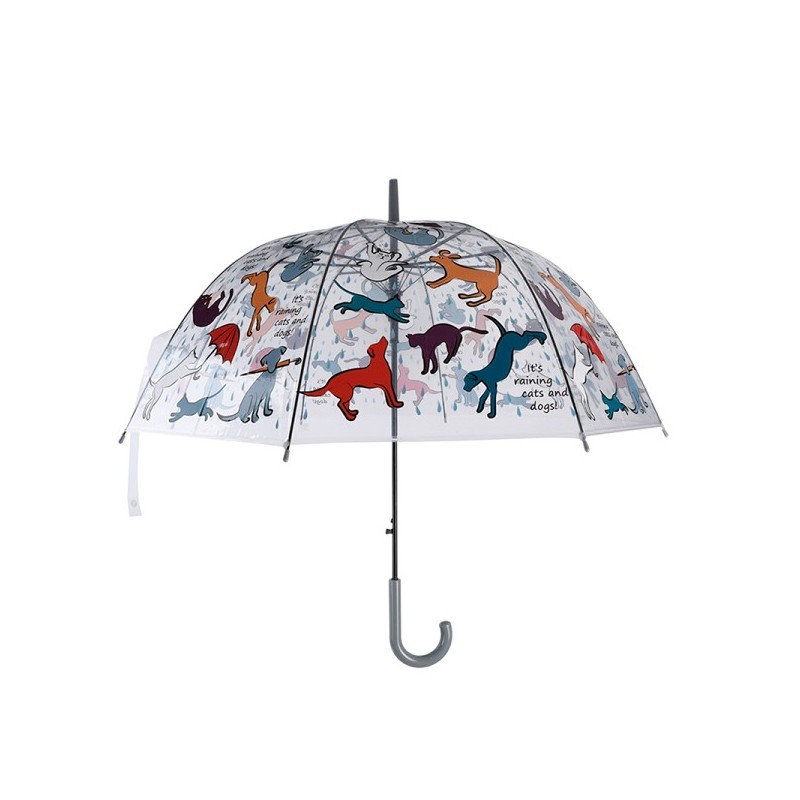 Esschert Design Parapluie transparent Il pleut des chats et des chiens Ø83cm