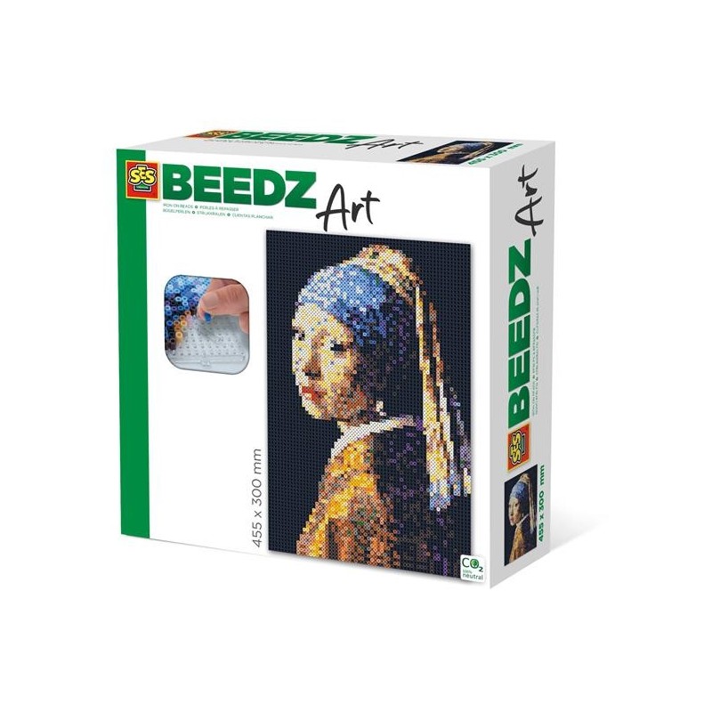Ses Beedz Art Vermeer - fille avec une boucle d'oreille en perle 45,5x30cm