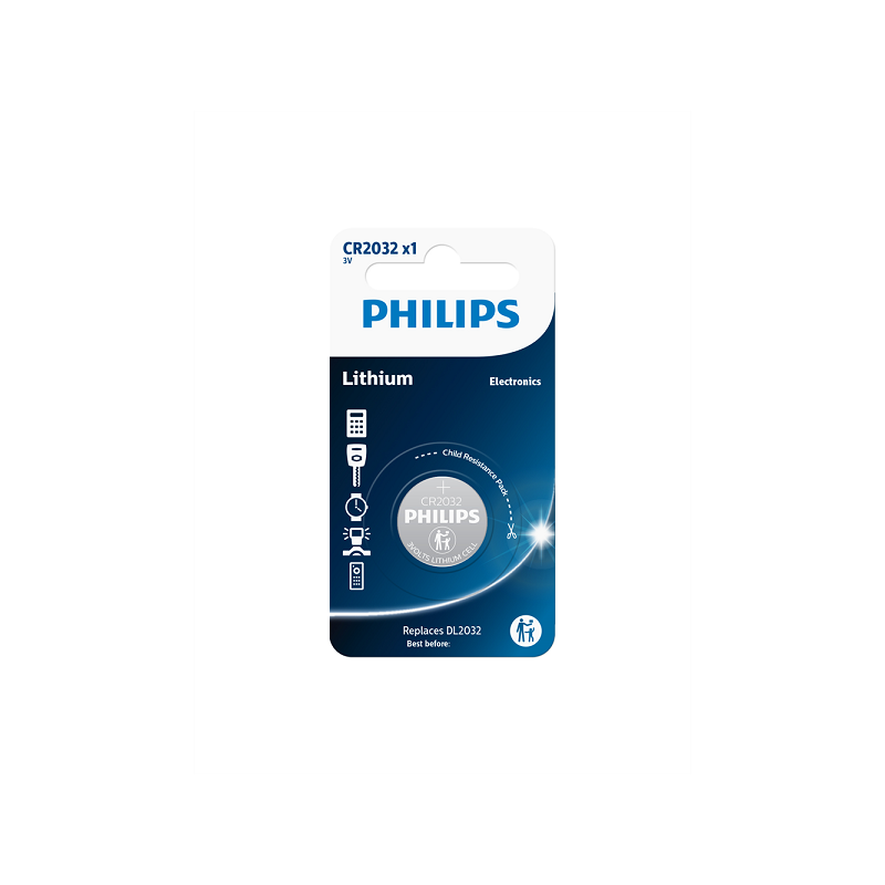 Pile Philips lithium CR2032 3V