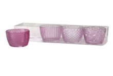 Boltze Home Windlicht Marilu 4-delige set Ø7xh7cm roze