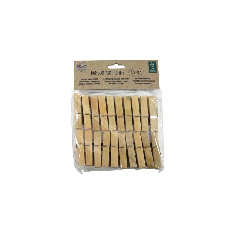 Pinces à linge pack de 40 pièces en bambou