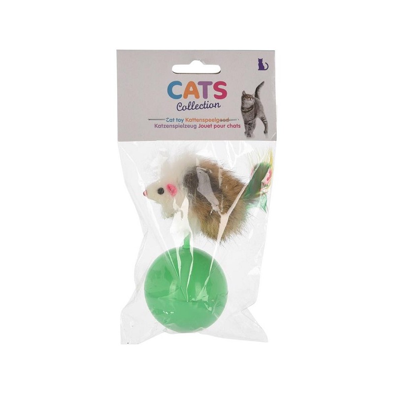 Kattenspeelgoed bal met muis 20x10,5x5,5cm
