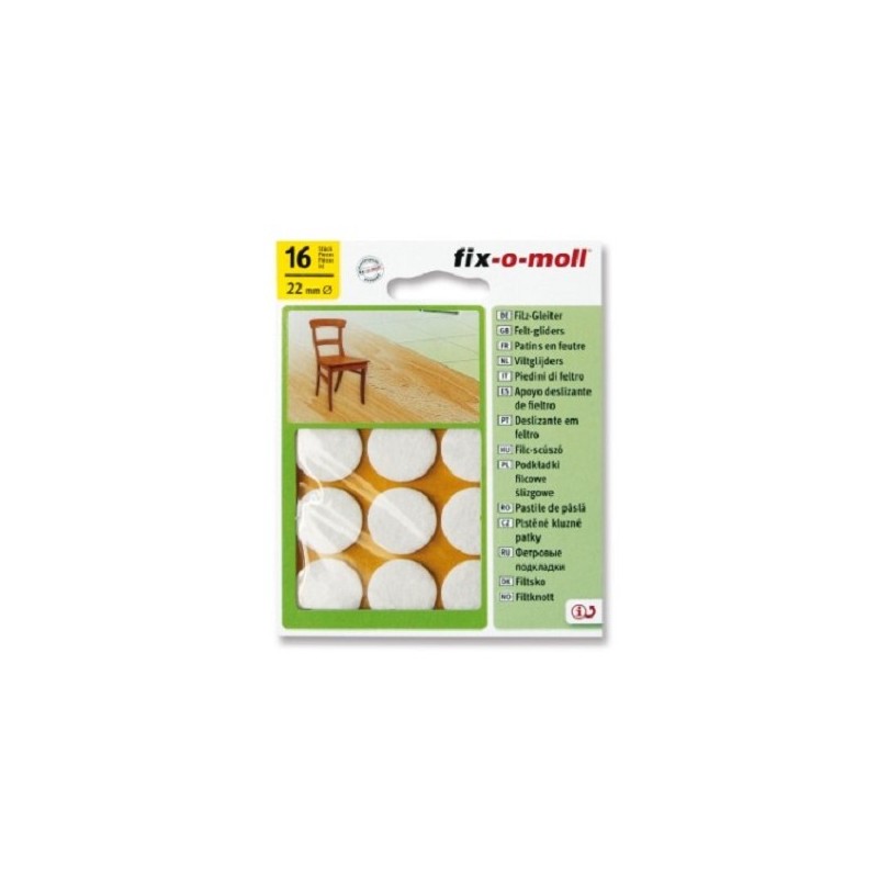 Planeur en feutre Fix-o-moll rond 22 mm x 3 mm 16 pièces blanc