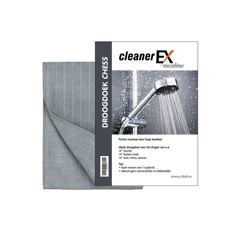 CleanerEX Microvezel droogdoek Chess 65x50cm grijs