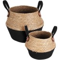 Set de paniers coton 2 pièces Ø33xh24cm/Ø27xh19cm noir/naturel