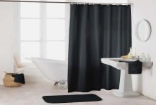 Rideau de douche Uni PVC 180x200cm noir hors anneaux de suspension