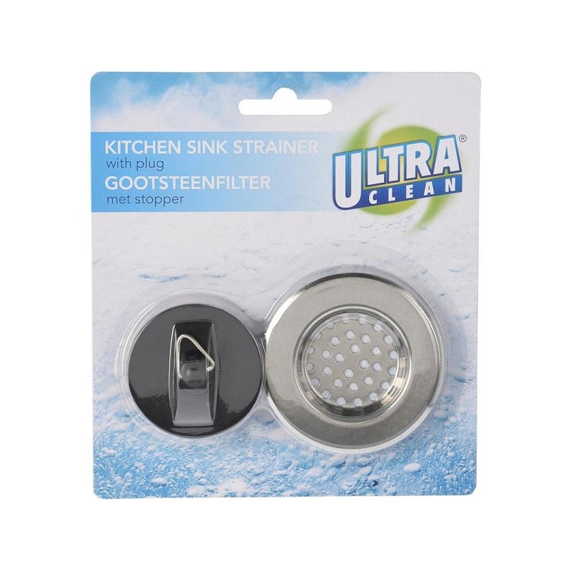 Ultra Clean Gootsteenzeef RVS (dia.6,5) met rubber stopper (4,5cm)