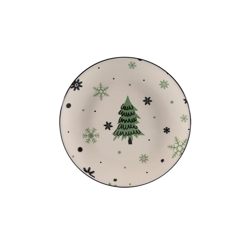 Bord porselein met kerstboom afbeelding Ø19cm