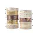 Decoris kerstlint in diverse maten 8 assorti goud/wol wit/brons