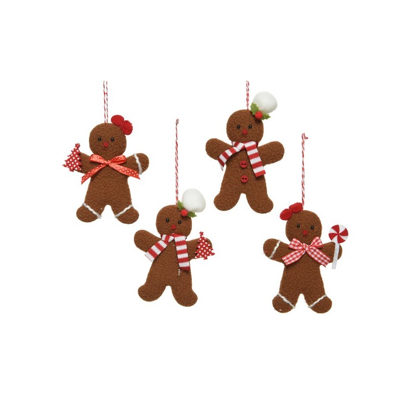 Decoris Peperkoekpop polyester 7,5x11x1cm 4 assorti