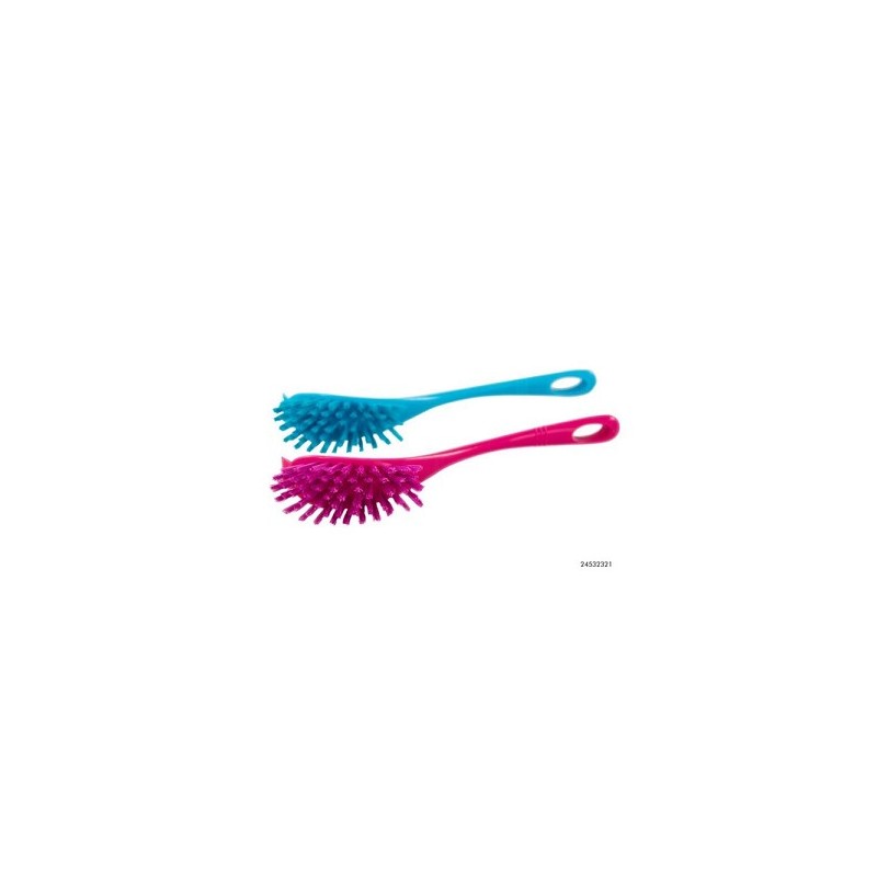 Brosse à vaisselle plastique bleu/rose 27cm