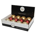 Decoris Kerstballen kunststof Ø8cm doos a 12 stuks mat finish in pearl licht goud en ossenbloed