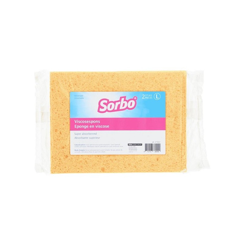 Sorbo Viscose éponge L 16x11x3,5cm paquet de 2 pièces