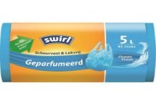 Swirl Pedaalemmerzak geparfumeerd met handvat 5 liter rol a 45 zakken voor 80% uit gerecycled plastic