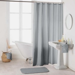 Douchegordijn Uni, Textiel 100% polyester 180x200cm grijs kompleet met ophangringen