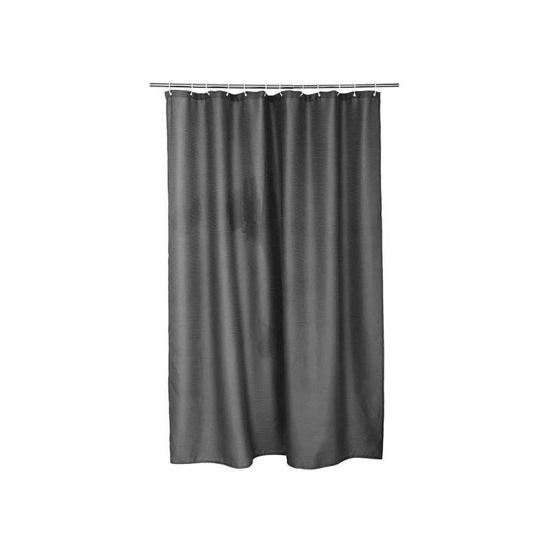 Rideau de douche Uni Jacquard Textile 100% polyester 180x200cm gris foncé complet avec anneaux de suspension