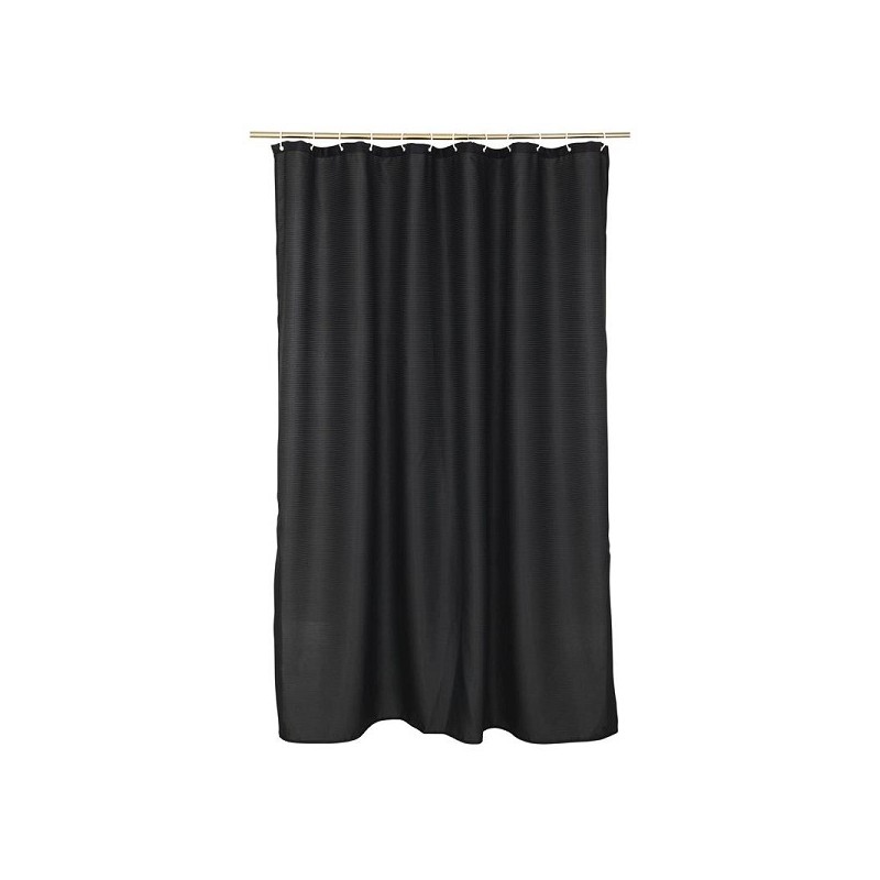 Rideau de douche Jacquard Textile 100% polyester 180x200cm noir complet avec anneaux de suspension