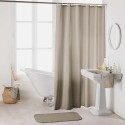 Rideau de douche Uni Textile 100% polyester 180x200cm taupe complet avec anneaux de suspension