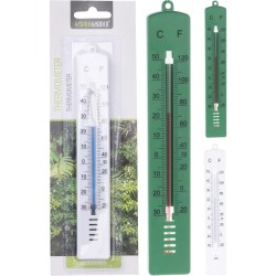Thermomètre pour intérieur et extérieur -30 à +50 degrés Celsius 17 cm de long en plastique blanc ou vert