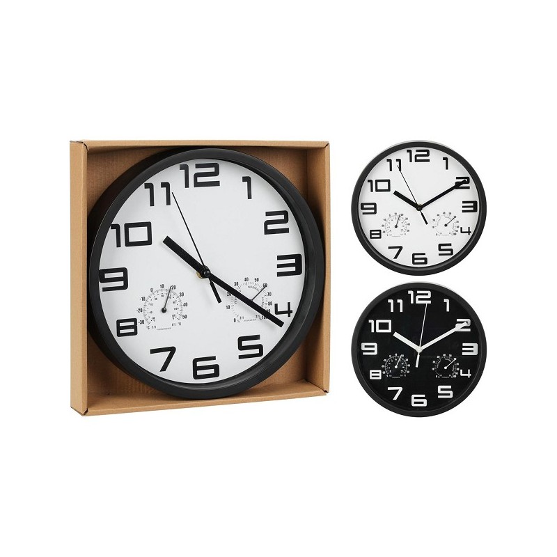 Horloge murale noir/blanc Ø25cm