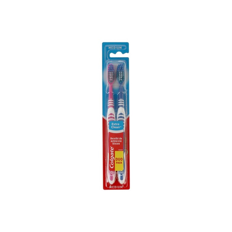 Colgate Brosse à dents Extra Clean Medium lot de 2 pièces