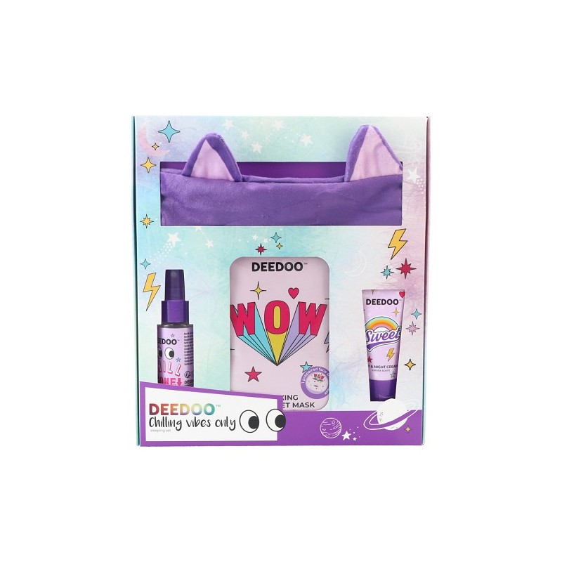 DeeDoo Teens Gift Set 4 pièces - masque de nuit - spray d'oreiller - masque visage - crème de nuit