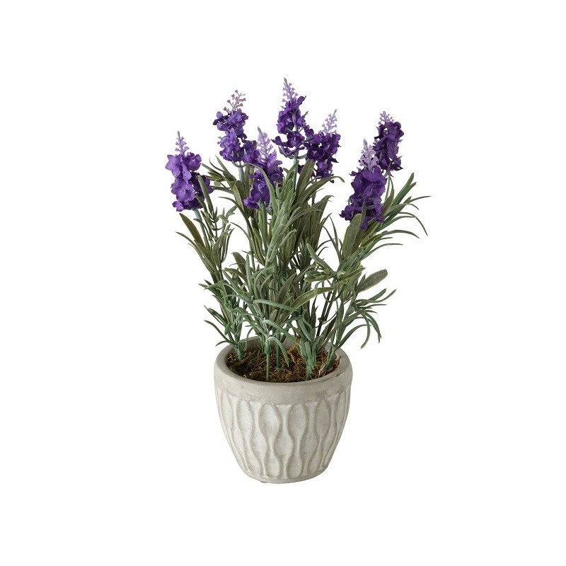 Boltze Home Plante artificielle Lavande en pot en pierre H32cm