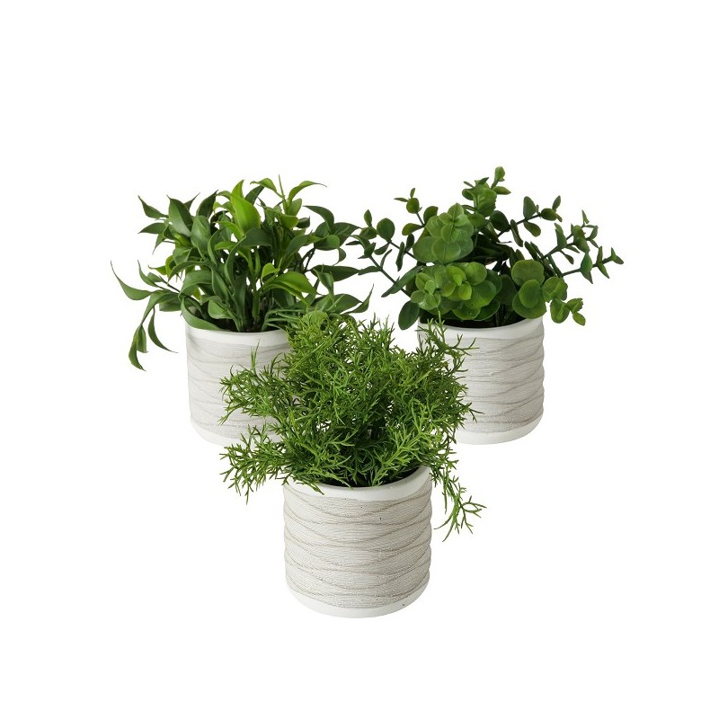 Boltze Home Plante Eucalyptus en pot en pierre H17cm Dia15cm