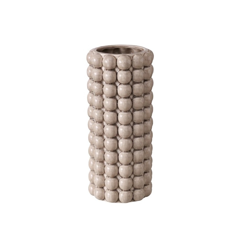 Boltze Home Vase Morten en céramique avec structure bosselée H25cm Dia 11cm Beige avec motif craquelé