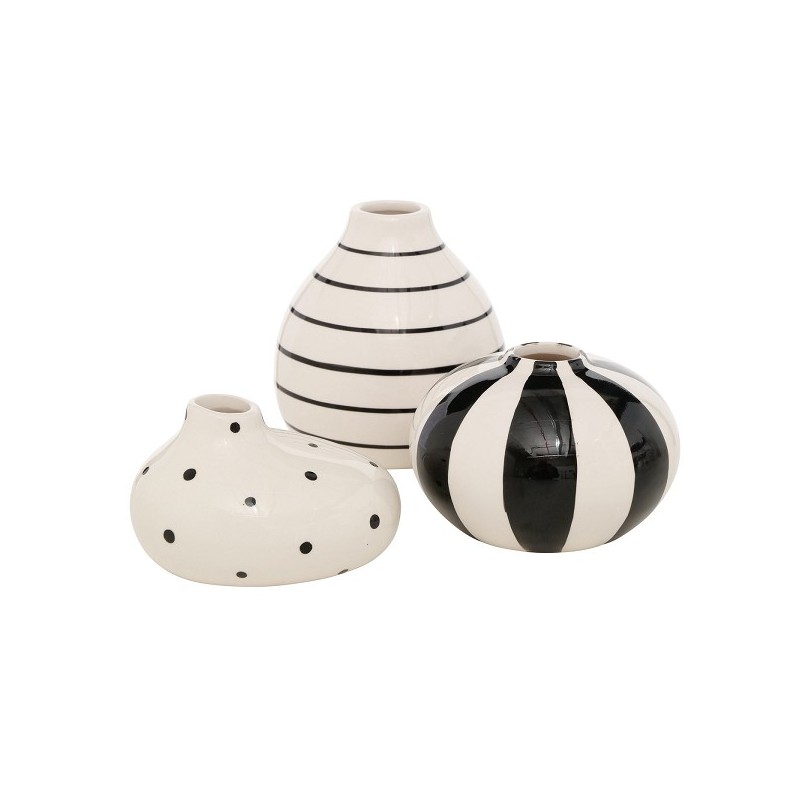 Vase Boltze Home Darleen H11cm disponible en 3 designs différents en noir et blanc.