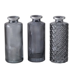 Boltze Home Vase Adore Verre Anthracite H14 cm Dia 5,5 cm - disponible en 3 modèles différents