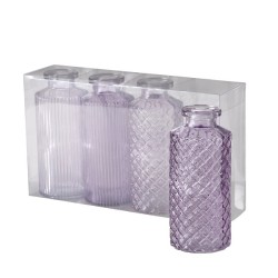 Boltze Home Vase Panja verre Lilas-emballé par 4 pièces dans une boîte transparente
