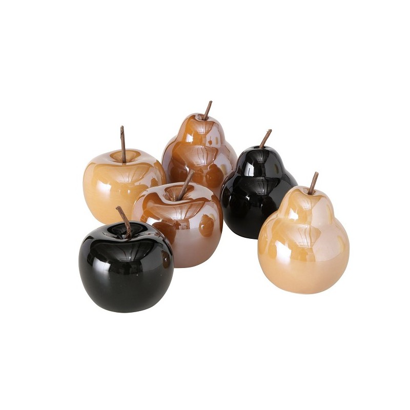 Boltze Home Decoratief object Perly keramiek appel of peer- H14cm- verkrijgbaar in bruin, zwart of donkergeel