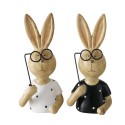 Boltze Home Statue Billow en bois de lapin avec lunettes noir/blanc H15cm - disponible en noir ou blanc