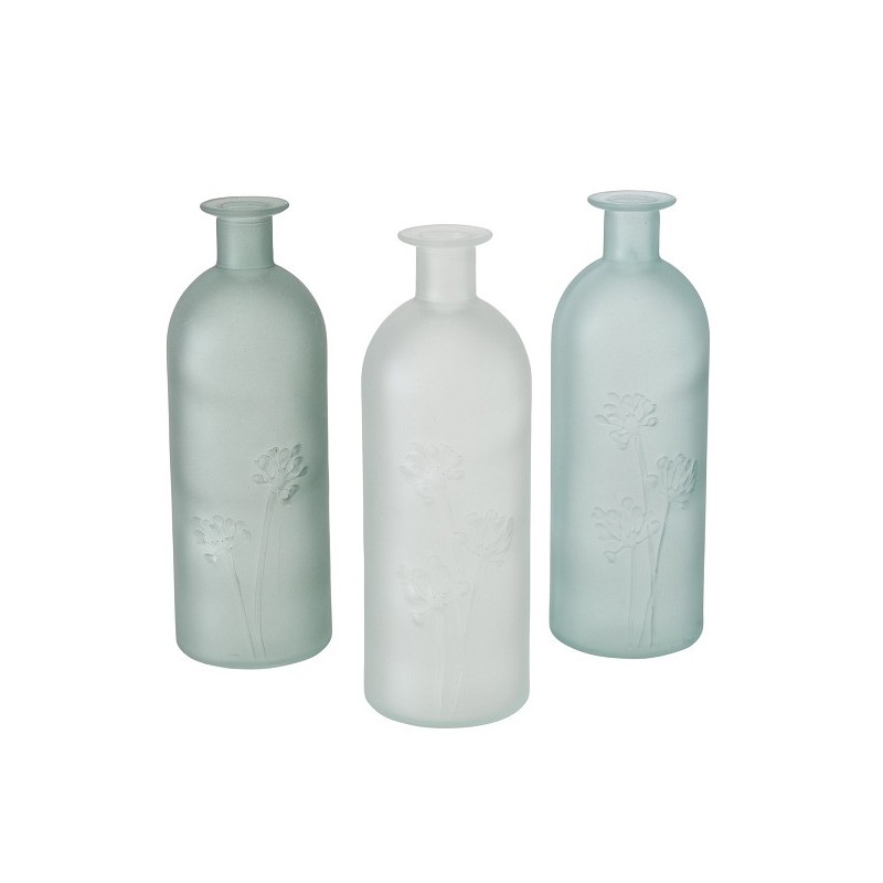 Boltze Home Vaas Lesina mat glas met bloemenprint verkrijgbaar in lichtgroen, wit of groen