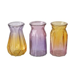 Boltze Home Vase Shady verre 2 couleurs lilas/orange H15cm Dia9cm