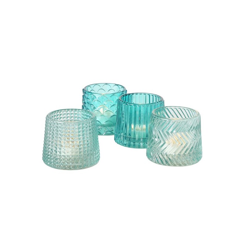 Boltze Home Theelichthouder glas  Sabena Aqua blauw- verkrijgbaar in 4 verschillende prints.
