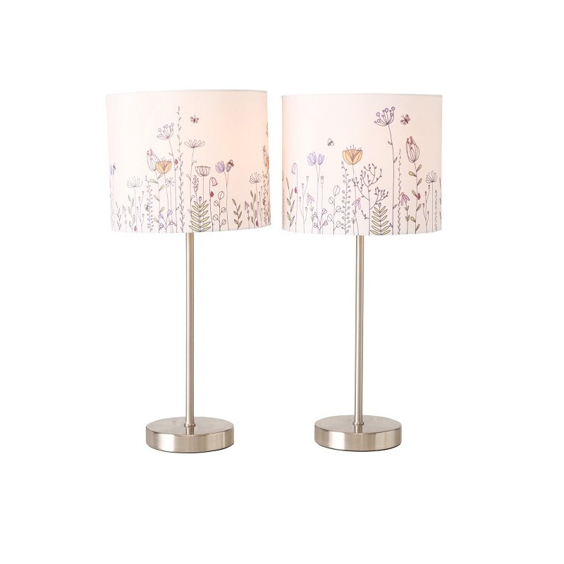 Boltze Home Lampe de table Kamilla avec base en métal et abat-jour en Polyester à imprimé floral - H40cm Dia 18cm