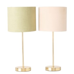 Boltze Home Lampe de table Lorie avec base en métal doré et abat-jour en polyester - H40cm Dia18cm - disponible en vert tendre o