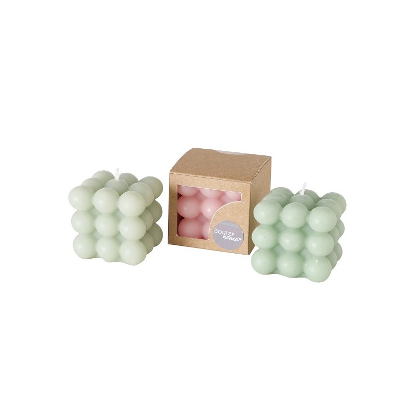 Boltze Home Kaars kubus met bobbels 5,8x6cm
