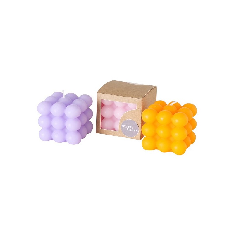 Boltze Home Bougie cube avec bulles 5,8x6cm