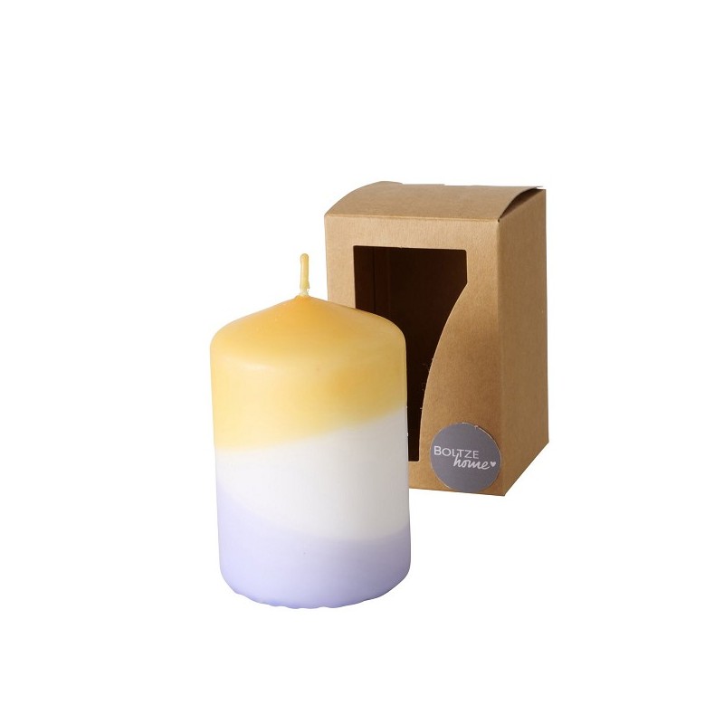 Boltze Home Boltze Home Candle Splash - H9cm Dia 6cm - Dip colorant couleurs lilas/jaune doux