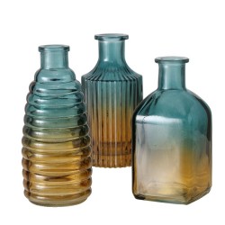 Boltze Home Vase Eliana en verre bicolore bleu/marron H15cm Dia 7cm - disponible en 3 modèles différents