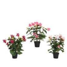 Decoris Kunststof plant Fuchsia in kunststof pot zwart L30-B30-H30cm verkrijgbaar in paars, roze of wit