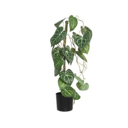 Decoris Plante grimpante artificielle en polyester dans un pot en plastique noir L28-W23-H66cm