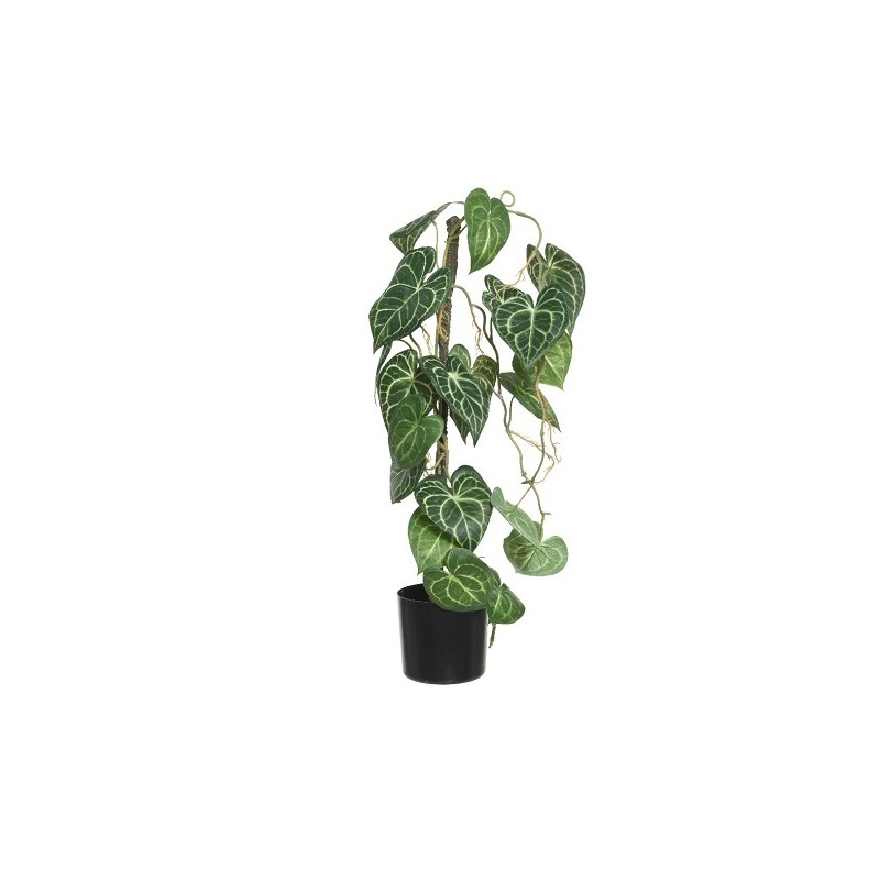 Decoris Kunstplant klimplant polyester in kunststof zwarte pot L28-W23-H66cm