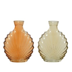 Decoris Vase en verre en forme d'éventail L5,5-L12-H16,5 cm - couleur sable ou couleur pêche