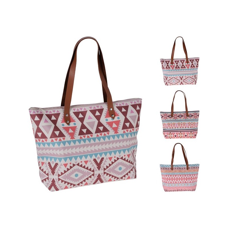Sac de plage avec fermeture éclair 33x12xh30,5cm 3 modèles assortis