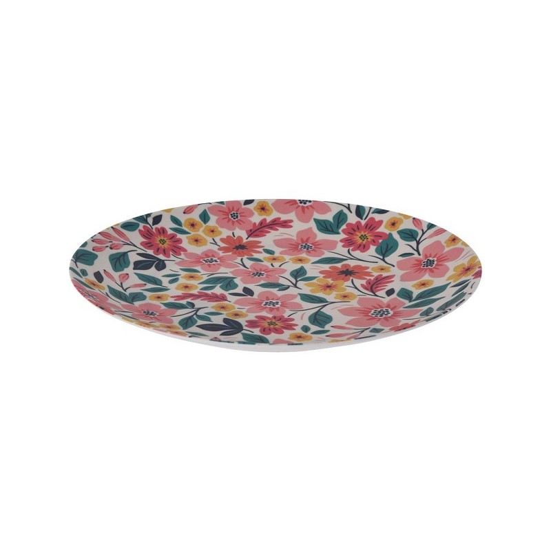 Assiette plate mélamine 25cm disponible en 3 imprimés floraux différents