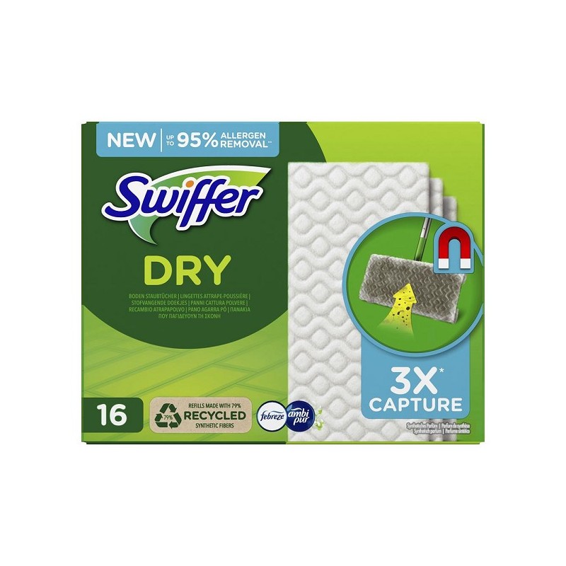 Recharge de lingettes Swiffer Dry Febreze Dust boîte de 16 pièces